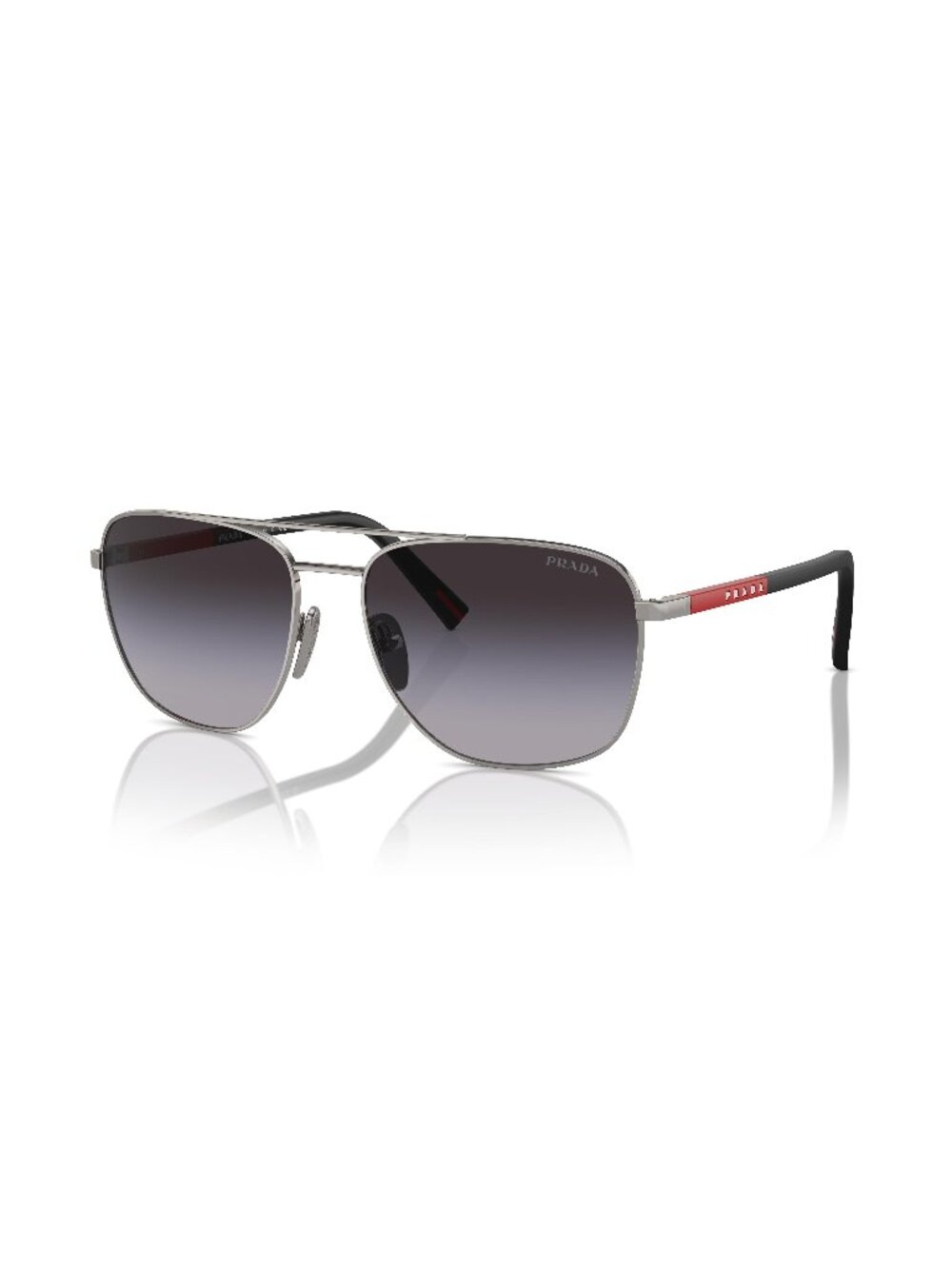 New Prada Linea Rossa Men's Sunglasses Silver Round Grey Lens Metal Frame PS 60
